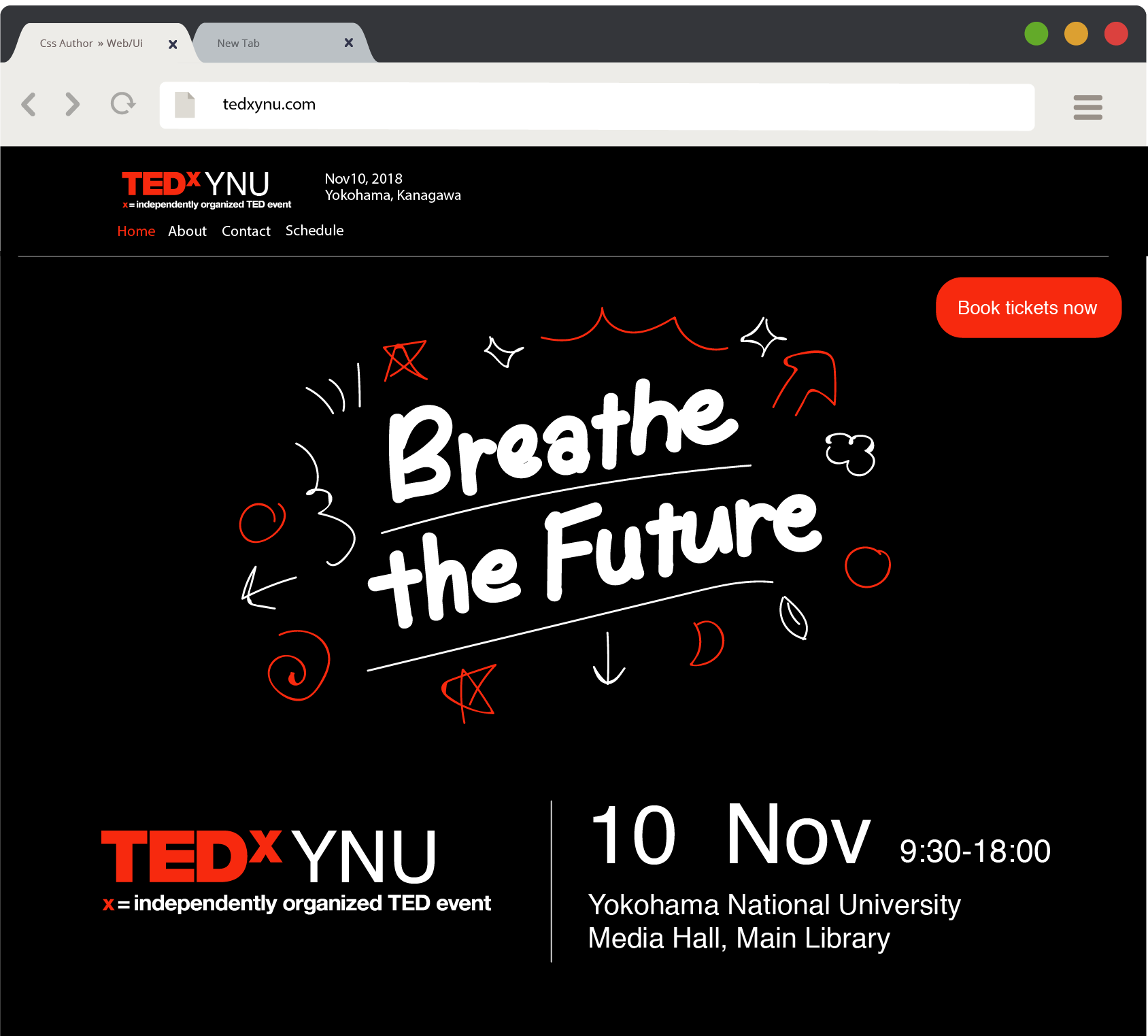 TEDxYNU Website Homepage